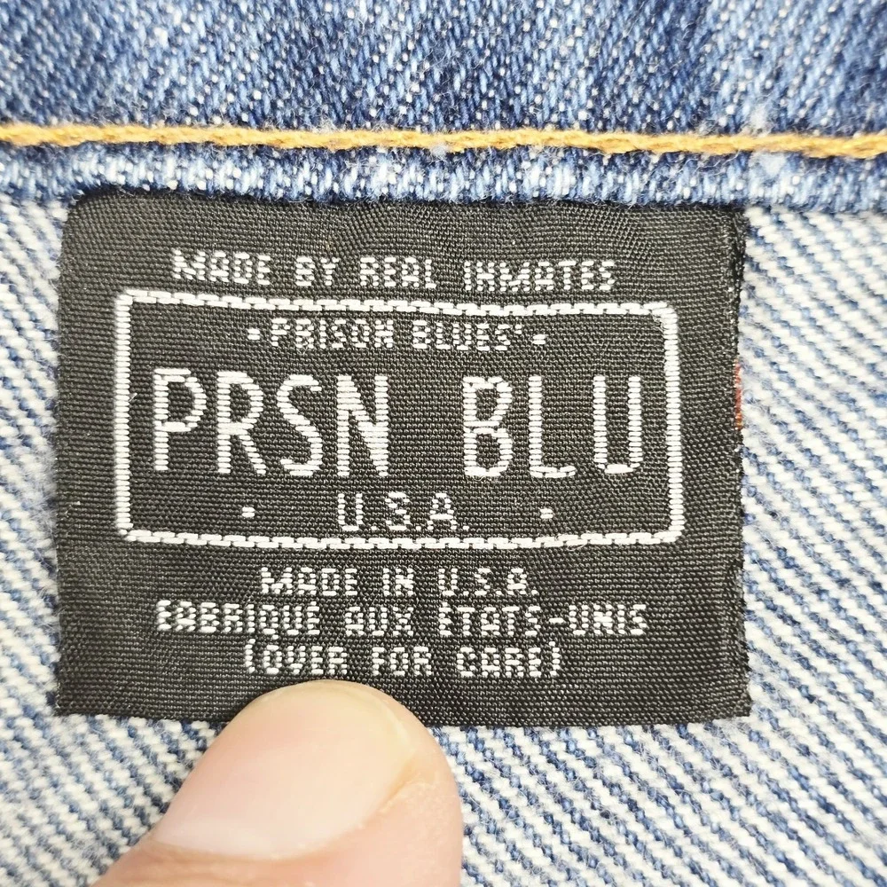 Prison Blues Jeans Mens 35x34 Work Logger Suspender Buttons Made In USA 55220 35
